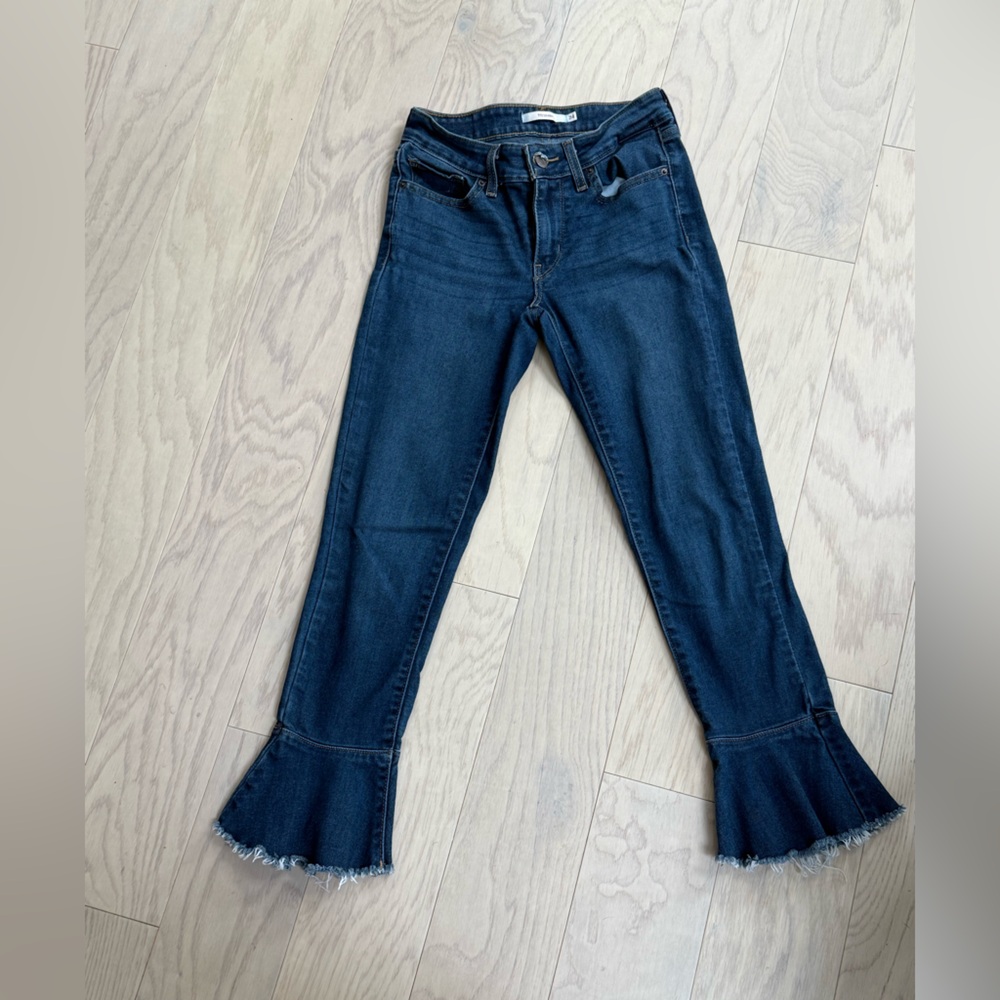 Levi’s 711 Skinny Crop Flare Frayed Hem Women's Jeans Size 24